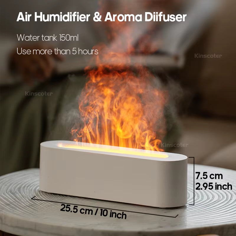 Simulation Colorful Flame Aroma Diffuser Air Humidifier Aromatherapy Essential Oil Timing Ultrasonic Cool Mist Maker Fogger