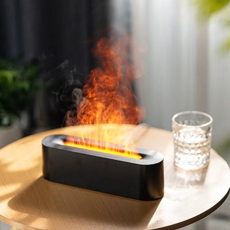 Simulation Colorful Flame Aroma Diffuser Air Humidifier Aromatherapy Essential Oil Timing Ultrasonic Cool Mist Maker Fogger