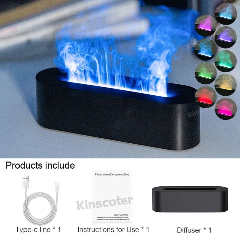 Simulation Colorful Flame Aroma Diffuser Air Humidifier Aromatherapy Essential Oil Timing Ultrasonic Cool Mist Maker Fogger