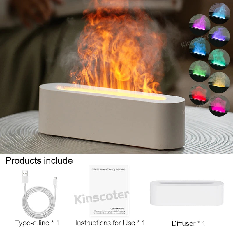 Simulation Colorful Flame Aroma Diffuser Air Humidifier Aromatherapy Essential Oil Timing Ultrasonic Cool Mist Maker Fogger